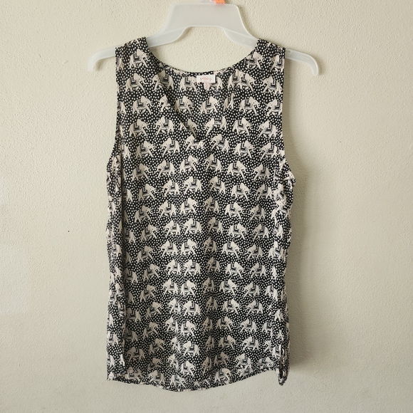 Pixley Stith Fix Cream Black Elephant Print Sleeveless V-Neck Tank Top B… - Picture 4 of 8